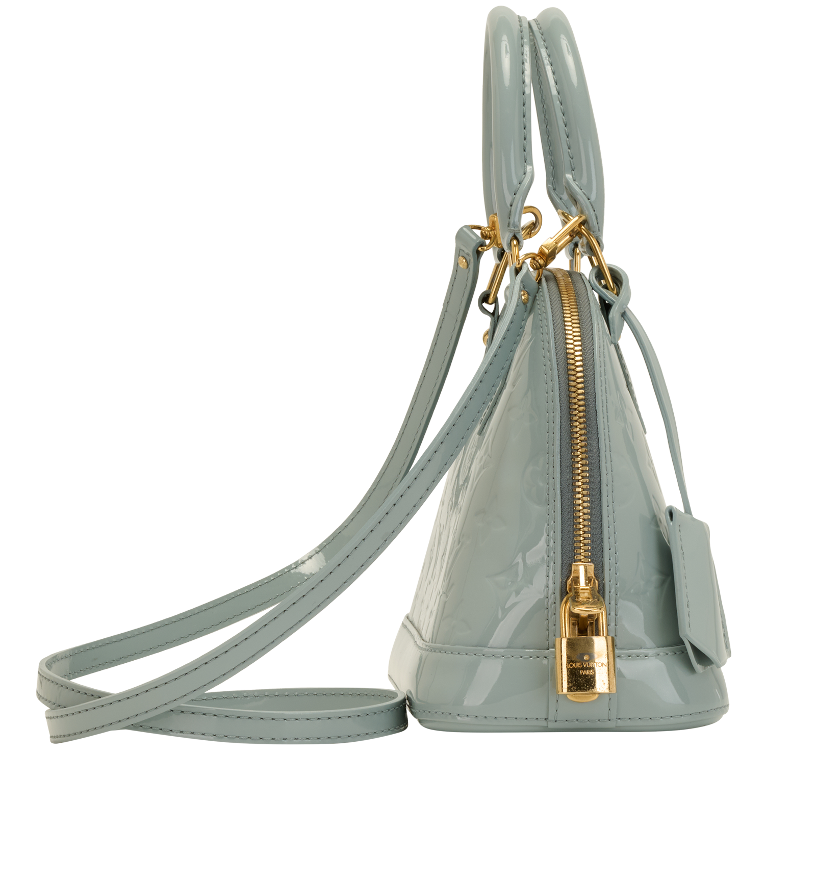 Alma BB, &pound;1,100, Handbags, Blue, Patent Leather, Side view